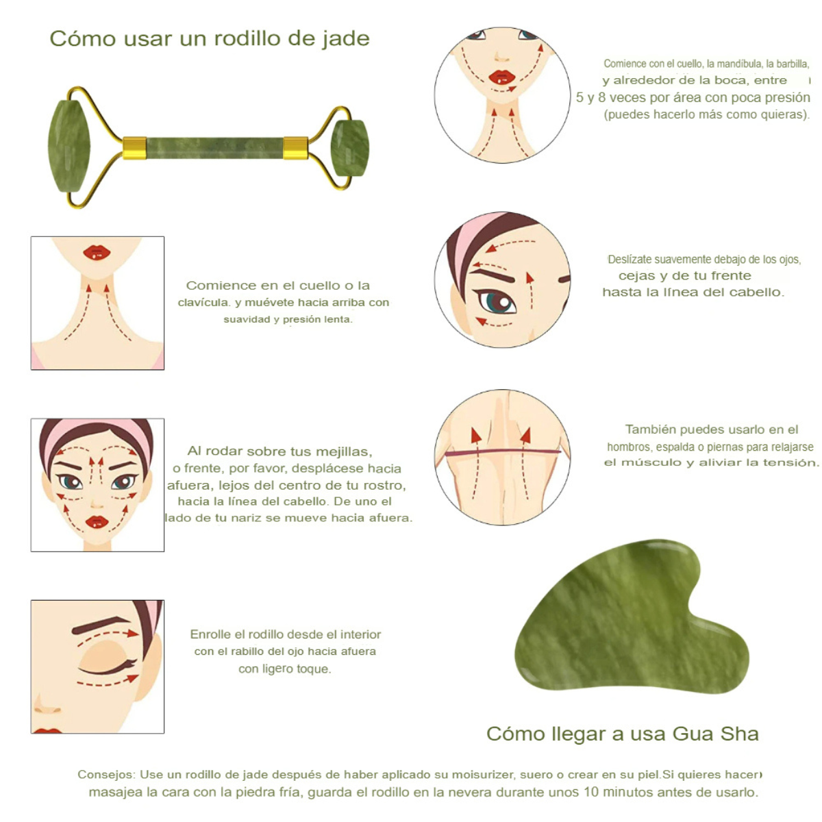 Gua sha + rodillo facial de regalo